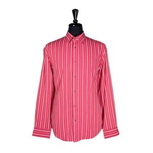 Mens Shirt Button Up Red White Polka Dot Dress Casual Hawaiian Beach Large